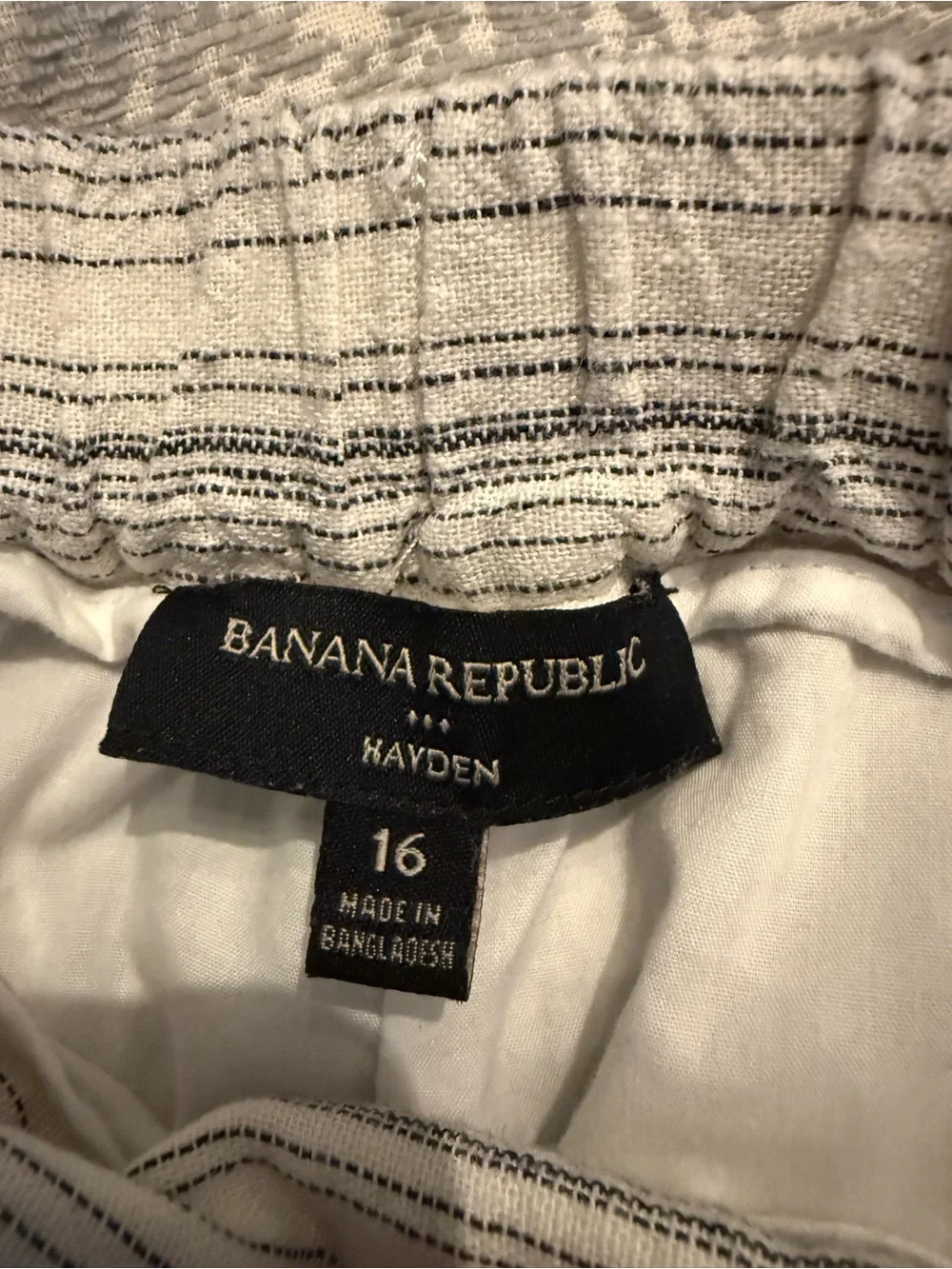 Women’s Slim Linen-Blend Striped Cropped Pants- Banana Republic Hayden pant